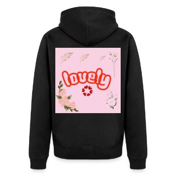 Lucky Neon Floral on Pink - Unisex Premium Organic Zip Hoodie - black - Back - Nico (187cm)