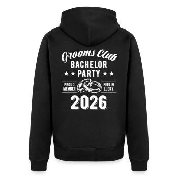 Club des mariés - Enterrement de vie de garçon 2026 | Enterrement de vie de garçon - Veste à capuche bio Premium Unisexe - noir - Dos - Nico (187cm)