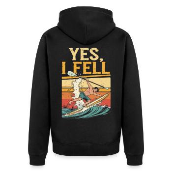Stand Up Paddle Yes I Fell - Unisex Premium Organic Zip Hoodie - black - Back - Nico (187cm)