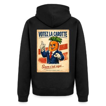 Vote the Carrot – Retro Vintage Political Humor - Unisex Premium Organic Zip Hoodie - black - Back - Nico (187cm)