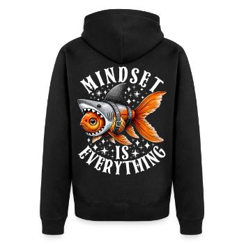 Mindset Is Everything Motivational Inspirational - Unisex Premium Bio Zip Hoodie - Schwarz - Hinten - Nico (187cm)