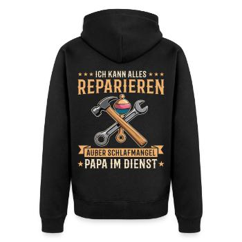 Cadeau de baby shower artisan pour futurs papas - Veste à capuche bio Premium Unisexe - noir - Dos - Nico (187cm)