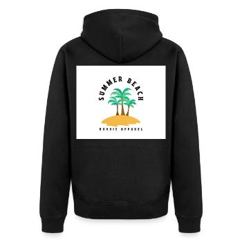 Sommerstrand Palmeninsel Hoodie - Unisex Premium Bio Zip Hoodie - Schwarz - Hinten - Nico (187cm)