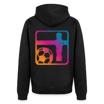 Tischfußball - Unisex Premium Bio Zip Hoodie - Schwarz - Hinten - Nico (187cm)