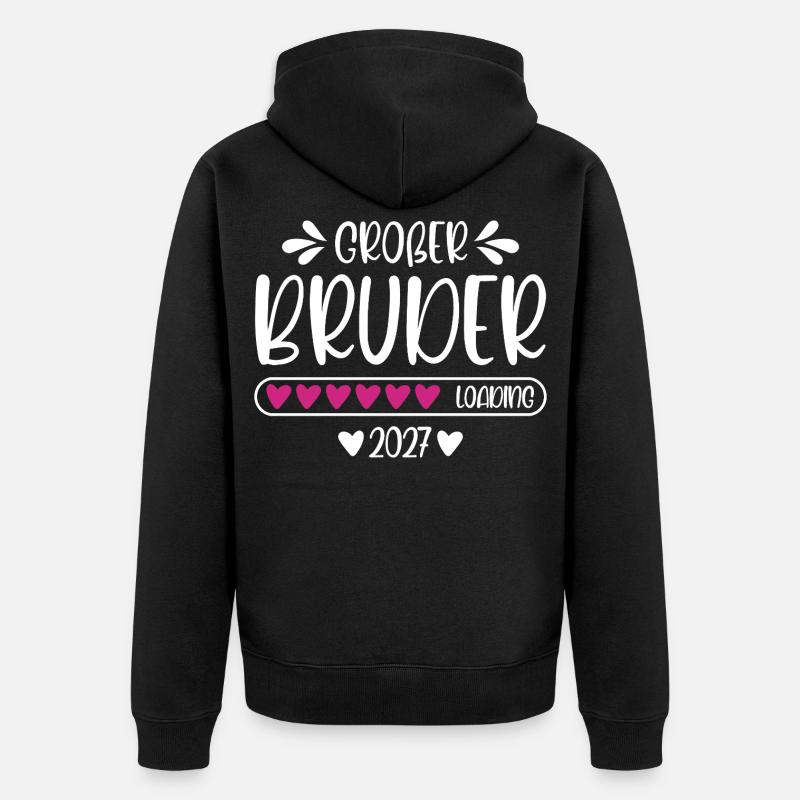 Großer Bruder 2027 loading - Unisex Premium Bio Zip Hoodie - Schwarz
