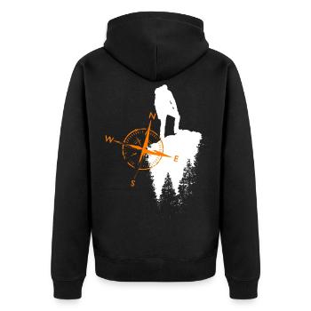 Motif de vagabond avec compa - Veste à capuche bio Premium Unisexe - noir - Dos - Nico (187cm)