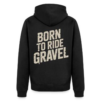 Born to Ride Gravel – Gravel Bike - Unisex Premium Organic Zip Hoodie - black - Back - Nico (187cm)