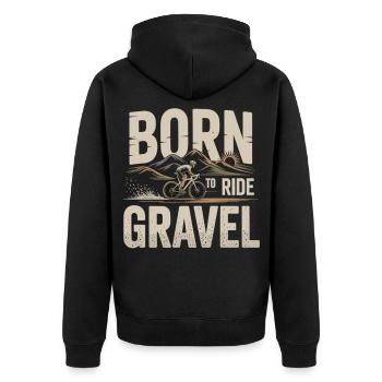 Born to Ride Gravel – Gravel Bike - Unisex Premium Organic Zip Hoodie - black - Back - Nico (187cm)