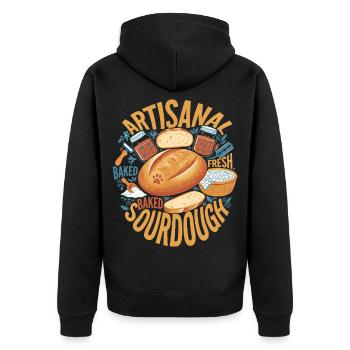 Artisanal Fresh Baked Sourdough Bread Baking Era - Unisex Premium Bio Zip Hoodie - Schwarz - Hinten - Nico (187cm)