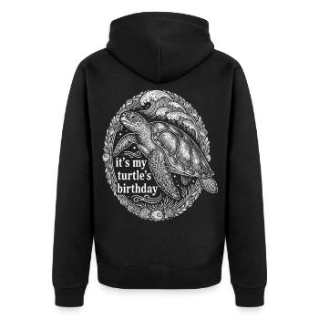 C’est l’anniversaire de ma tortue - Veste à capuche bio Premium Unisexe - noir - Dos - Nico (187cm)