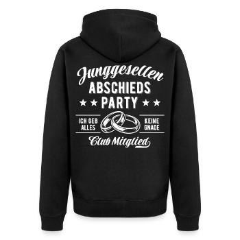 Enterrement de vie de garçon - Nom du membre du club - Veste à capuche bio Premium Unisexe - noir - Dos - Nico (187cm)