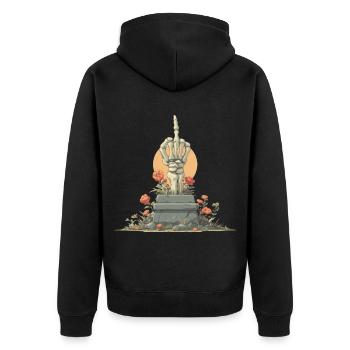 Skeleton Hand Stele with Flowers - Unisex Premium Organic Zip Hoodie - black - Back - Nico (187cm)