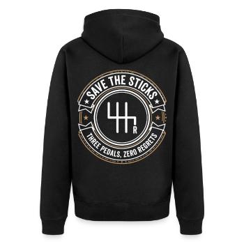Schaltgetriebe Motiv Drei Pedale Schaltschema - Unisex Premium Bio Zip Hoodie - Schwarz - Hinten - Nico (187cm)