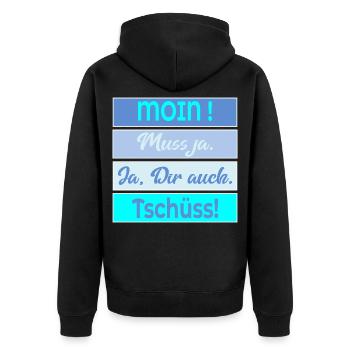 Chat Moin Bye - Unisex Premium Organic Zip Hoodie - black - Back - Nico (187cm)