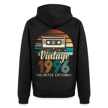 30-jähriges Jubiläum 1996 Geburtstagsgeschenk - Unisex Premium Bio Zip Hoodie - Schwarz - Hinten - Nico (187cm)