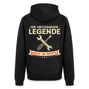 Mechanic Legend in Retirement Retirement Gift - Unisex Premium Organic Zip Hoodie - black - Back - Nico (187cm)