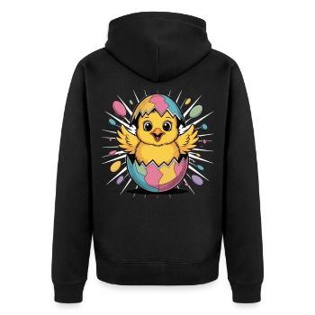 Mignonne poussin de Pâques en chemise œuf - Veste à capuche bio Premium Unisexe - noir - Dos - Nico (187cm)