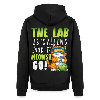 Scientists Natural Sciences Cat Chemistry - Unisex Premium Organic Zip Hoodie - black - Back - Nico (187cm)