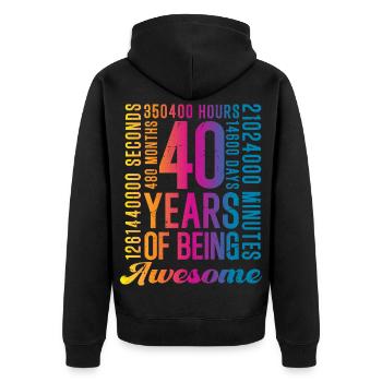 40 Jahre 40. Geburtstag - Unisex Premium Bio Zip Hoodie - Schwarz - Hinten - Nico (187cm)