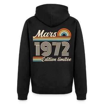 54th Birthday Gift - Born in March 1972 - Unisex Premium Organic Zip Hoodie - black - Back - Nico (187cm)