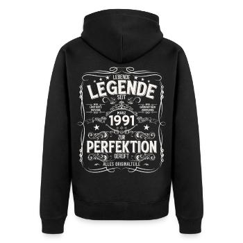 Cadeau du 35e anniversaire Mari Année Mars 1991 - Veste à capuche bio Premium Unisexe - noir - Dos - Nico (187cm)