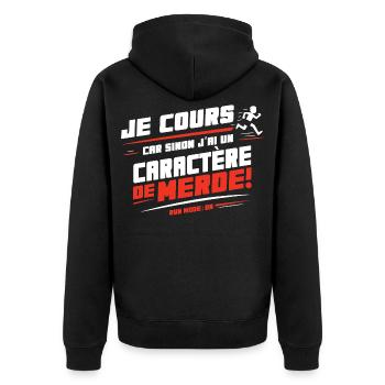 I run otherwise I have a bad temper - Unisex Premium Organic Zip Hoodie - black - Back - Nico (187cm)