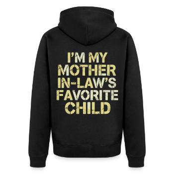 L’enfant préféré de la belle-mère - Veste à capuche bio Premium Unisexe - noir - Dos - Nico (187cm)