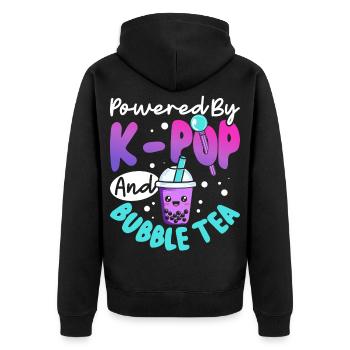 Powered by K-pop Bubble Tea - Unisex Premium Organic Zip Hoodie - black - Back - Nico (187cm)