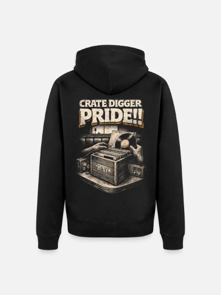 Vinyl Sammler Schallplatten Crate Digger Pride - Unisex Premium Bio Zip Hoodie - Schwarz