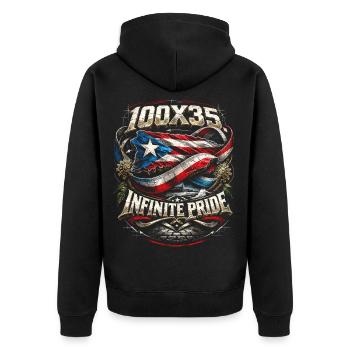 Porto Rico Boricua 100x35 Infinite Pride - Veste à capuche bio Premium Unisexe - noir - Dos - Nico (187cm)