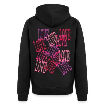Love Cascading Romantic Lettering - Unisex Premium Bio Zip Hoodie - Schwarz - Hinten - Nico (187cm)
