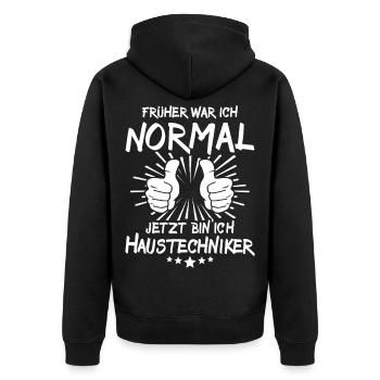 In-house technician - Unisex Premium Organic Zip Hoodie - black - Back - Nico (187cm)