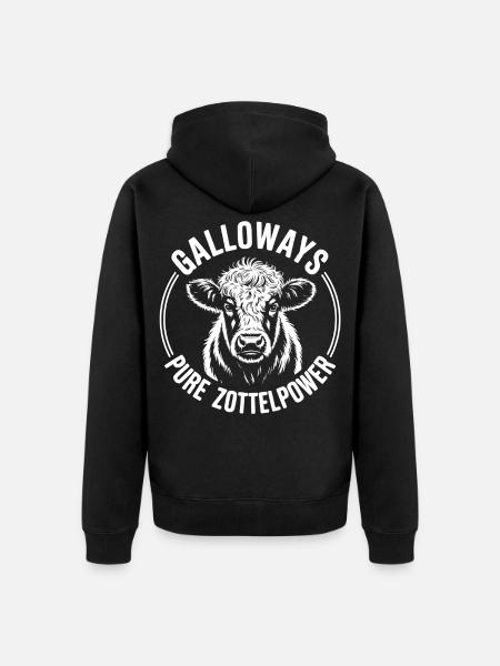 Galloway Beef Head - Unisex Premium Organic Zip Hoodie - black