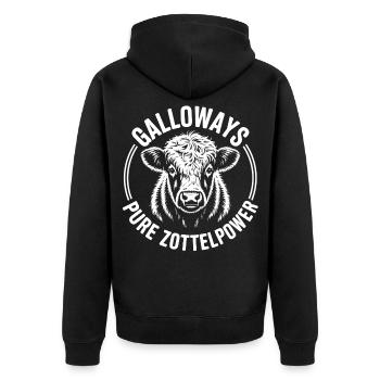 Galloway Beef Head - Unisex Premium Organic Zip Hoodie - black - Back - Nico (187cm)