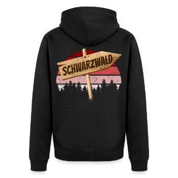 Schwarzwald Baden Württemberg Deutschland Souvenir - Unisex Premium Bio Zip Hoodie - Schwarz - Hinten - Nico (187cm)