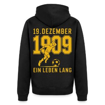 Dortmund 19. Dezember 1909 Fußball - Unisex Premium Bio Zip Hoodie - Schwarz - Hinten - Nico (187cm)
