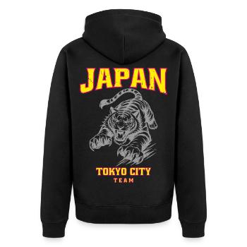 Japan Tokyo City Team - Unisex Premium Organic Zip Hoodie - black - Back - Nico (187cm)