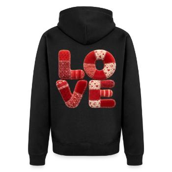 Patchwork Love Romantic Gift for Girlfriend - Unisex Premium Organic Zip Hoodie - black - Back - Nico (187cm)