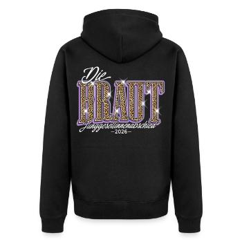 Braut - Junggesellinnenabschied 2026 JGA Damen - Unisex Premium Bio Zip Hoodie - Schwarz - Hinten - Nico (187cm)