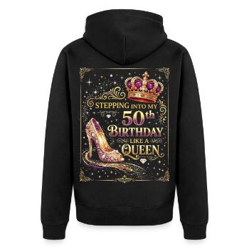 Entrer dans mes 50 ans et 50 ans - Veste à capuche bio Premium Unisexe - noir - Dos - Nico (187cm)