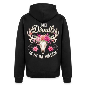 Trachtenshirt Damen Trachten T-shirt Dirndl Tenue - Veste à capuche bio Premium Unisexe - noir - Dos - Nico (187cm)