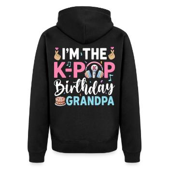Je suis le grand-père anniversaire de la K-Pop - Veste à capuche bio Premium Unisexe - noir - Dos - Nico (187cm)
