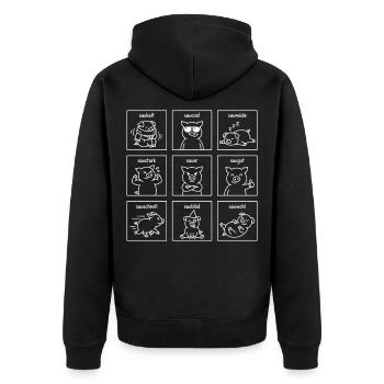 Lustige Schweine Sprüche - Witzige "Sau" Wortspiel - Unisex Premium Bio Zip Hoodie - Schwarz - Hinten - Nico (187cm)