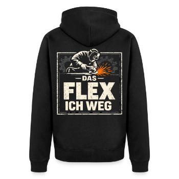 Schweißer Das Flex Ich Weg Geschenk - Unisex Premium Bio Zip Hoodie - Schwarz - Hinten - Nico (187cm)