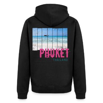Phuket en Thaïlande Souvenir vintage de vacances à la plage - Veste à capuche bio Premium Unisexe - noir - Dos - Nico (187cm)