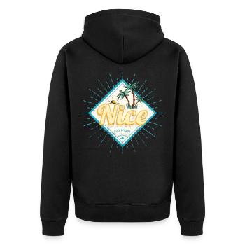 Nice France Cote d'Azur Vintage Souvenir - Unisex Premium Organic Zip Hoodie - black - Back - Nico (187cm)