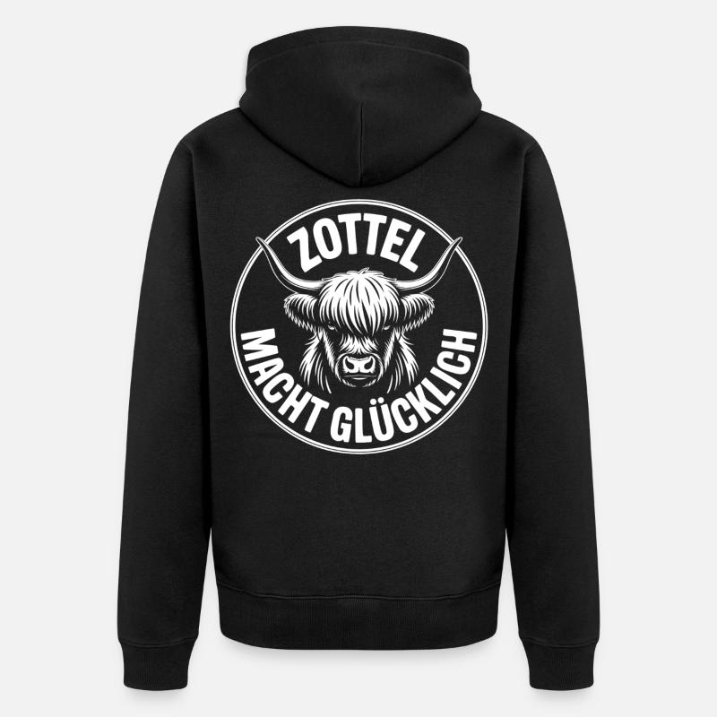 Shaggy rend les Highlands heureuses - Veste à capuche bio Premium Unisexe - noir