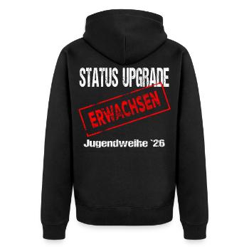 Jugendweihe - Jugendweihe 2026 - Unisex Premium Bio Zip Hoodie - Schwarz - Hinten - Nico (187cm)