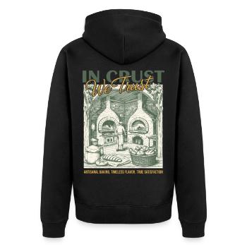 Sauerteigbrot-Backer im Boden, dem wir vertrauen - Unisex Premium Bio Zip Hoodie - Schwarz - Hinten - Nico (187cm)