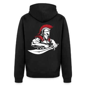 Spartan Warrior Sword Bust Spartan Mascot - Unisex Premium Organic Zip Hoodie - black - Back - Nico (187cm)